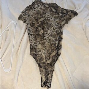 Fashion Nova Snake Print Bodysuit - Black and Brown